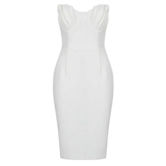 Selfie Leslie Avila Pintuck Pleat Bust Strapless Dress White‎ Size Small - Picture 7 of 16